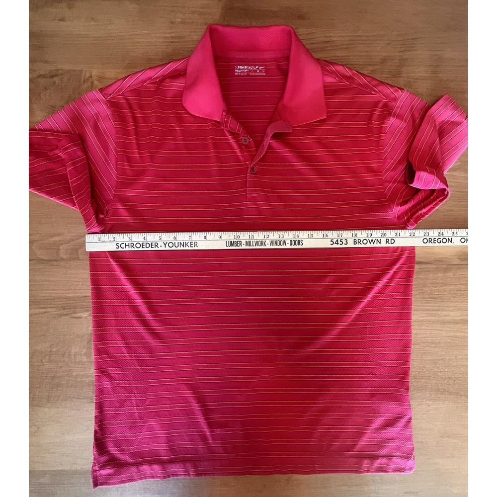 Nike Golf Nike FIT DRY Short Sleeve Polo Shirt Red Striped Size L Mens - Picture 7 of 10